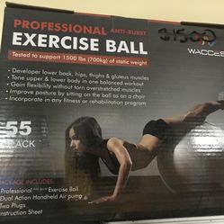 NIB- 55cm Exercise Ball- Black