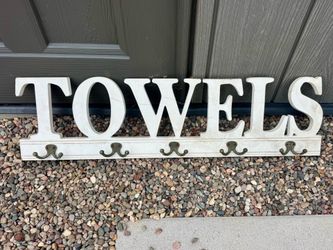 Towel Sign With Hooks - Great Decor to Refinish