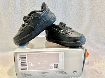 Nike CK2201-001 Black Air Force One Low Infant Shoes Size 3C🔥