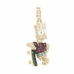 Woman’s or Men’s 10k Yellow Gold CZ Cubic Zirconia Bart Simpson Character Pendant for Necklace  1” Inch GP3138688