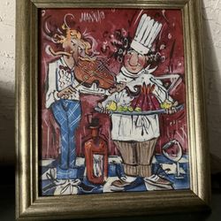 Framed  Chef And Violin Player 
