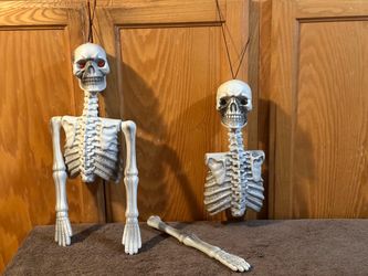 Hanging Plastic Skeleton Halloween Decorations - Set of 2