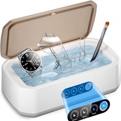 Jewelry Cleaner Deep Cleaning Machine -50KHz Ultrasonic Retainer Cleaner for Tooth- 650ML Dental Cleaning Pod for Dentures/Mouth Guards/Eyeglasses-3 T