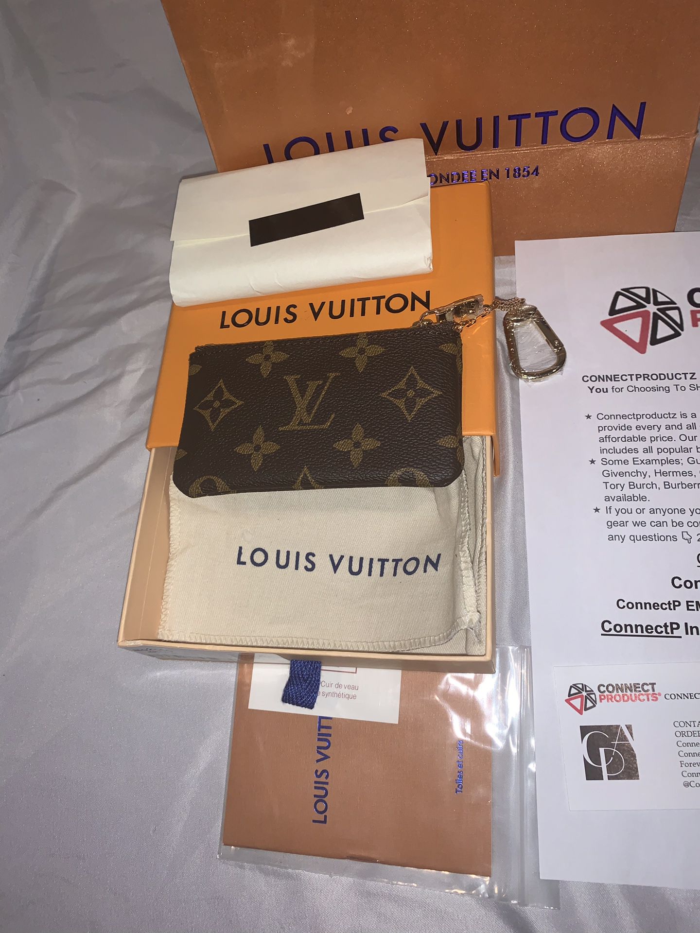 Brand New Authentic Louis Vuitton Brown Monogram Key Pouch (NOW AVAILABLE FOR PICKUP/MEETUP IN NY & SHIPMENT WORLDWIDE)