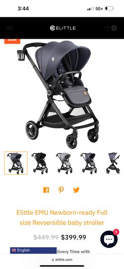 Elittle EMU Newborn-ready Full Size Revsersible Compact Baby Stroller