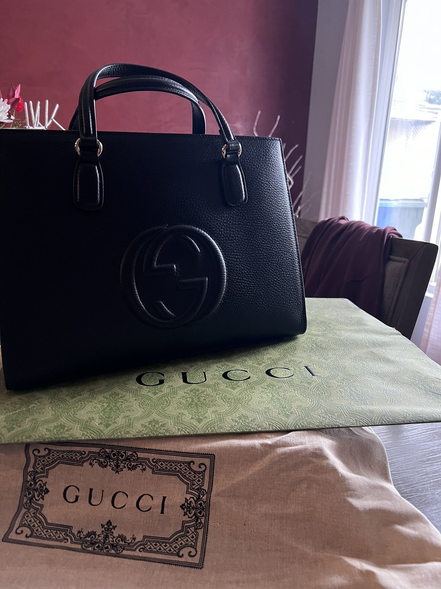 Gucci Leather Tote Crossbody Bag