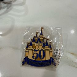 Set of 2 - Disneyland Lanyard Pin Set 50th anniversary Sleeping Beauty Castle