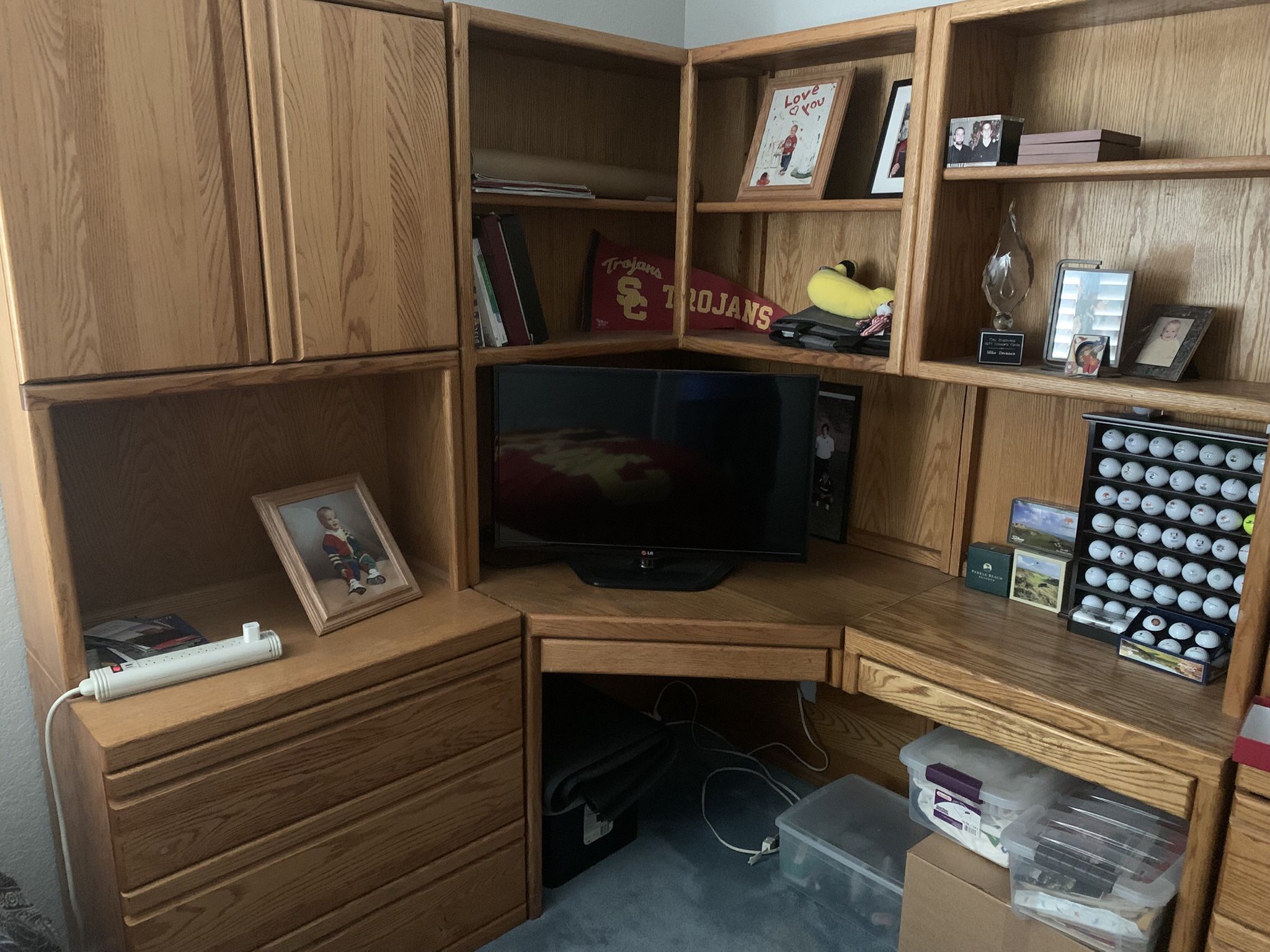 Corner Desk And Dresser Combination.