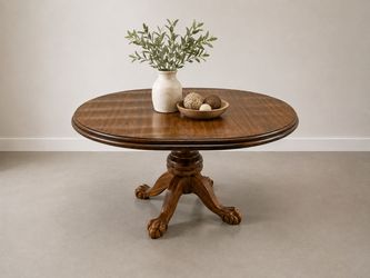 Classic Wooden Dining Table / Pedestal Base (Leaf Included)