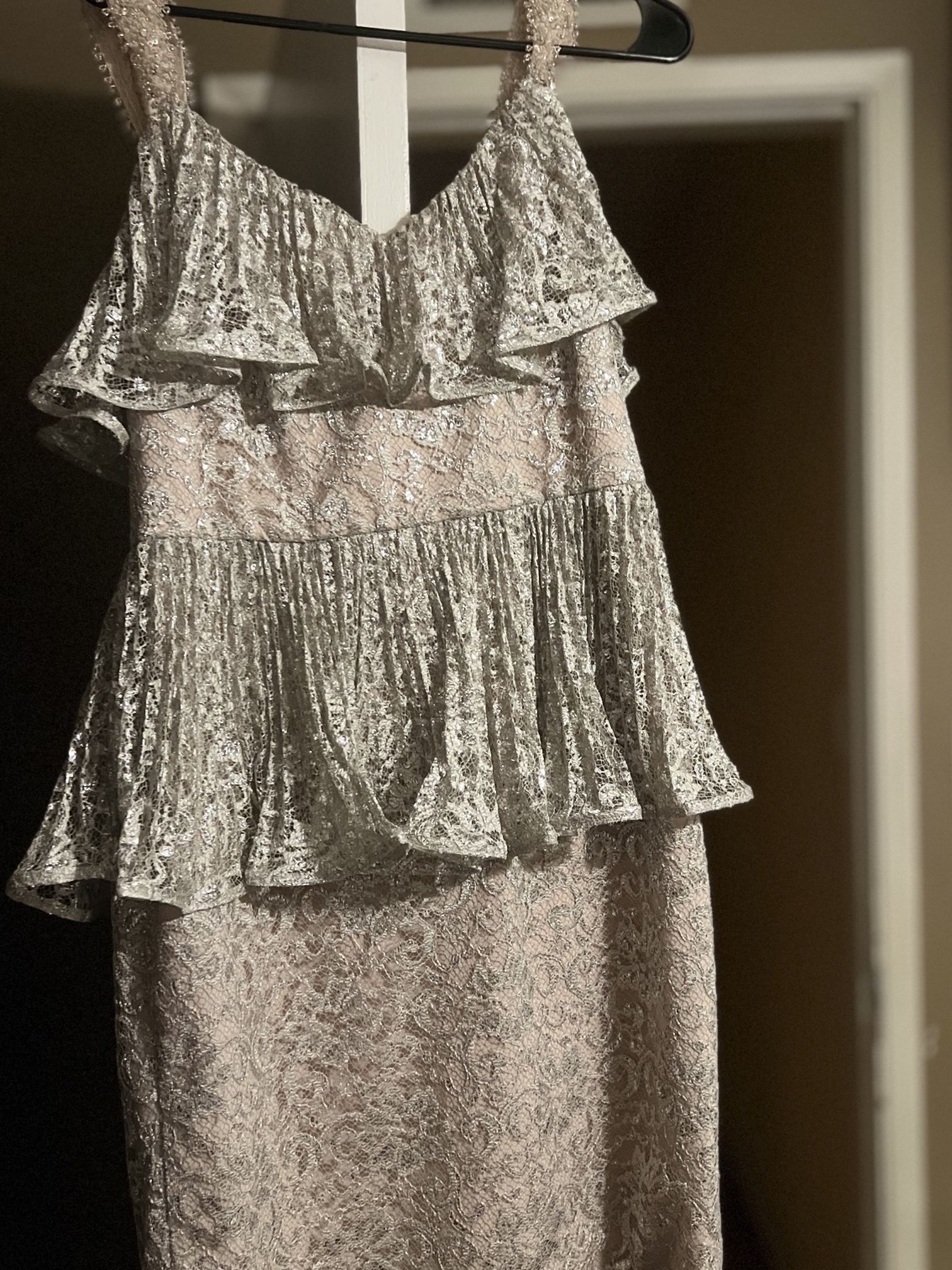 Badgley Mischka Coctail Dress Size 14 Pink Silver