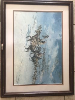 Frank McCarthy snow moon print framed, signed, numbered
