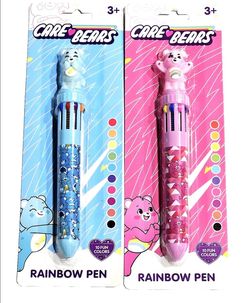 2 Pack Care Bears Pink & Blue Rainbow Pens