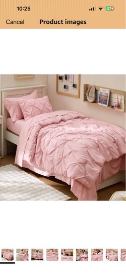 Bedsure Twin XL Comforter Set & Sheet Set for Girls, 5-Piece Pink Bedding College Dorm Essentials, Ultra-Soft Microfiber with Down Alternative, Deep P