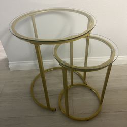 Coffee Table- Gold And Glass Nesting Tables 