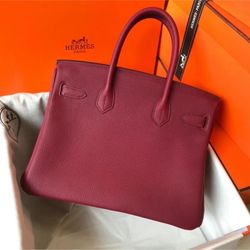HERMES Birkin 30 Veau Epsom Hand Bag Rouge Vif Square P