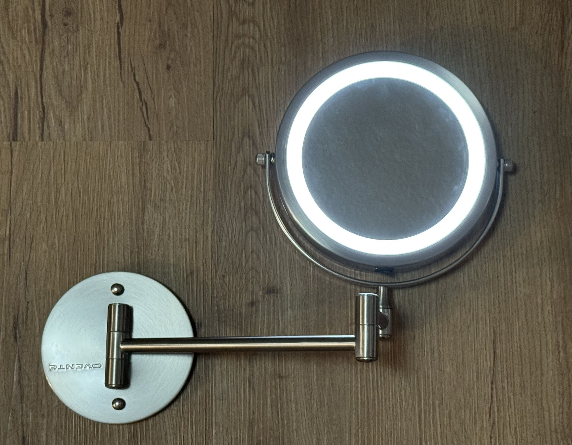 Ovente Small Round Nickel Brushed Tilting Lighted Casual Mirror (11.6 in. H x 1.4 in. W) new without box  Whitestone/Flushing, Queens or Downtown Manh