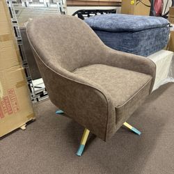 Modern Upholstered Swivel Accent Chair Mid-century PU Leather Sofa Armchair