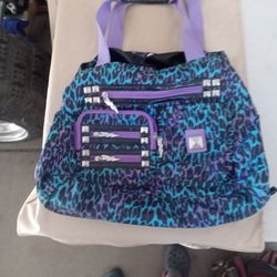 Betseyville Shoulder Bag Teal Purple And Black Leppard  Print