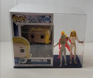 INVISIBLE GIRL:  Funko Pop! #558 Fantastic Four / (3) Action Figures: 4"  Blonde  & Translucent Invisible Woman / 4" Human Torch