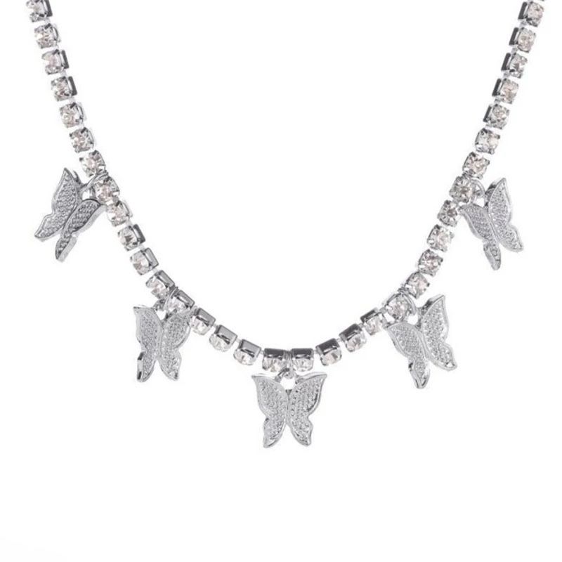 Fashion Tennis Necklace Butterfly Pendant