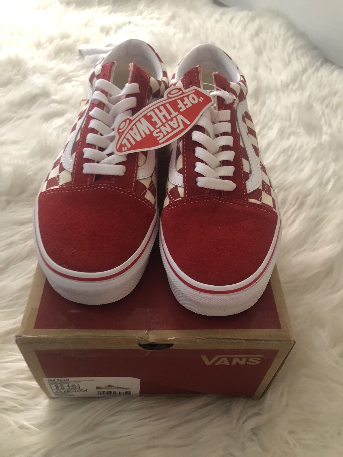 VANS Red Old Skool Checkered Skate Shoe