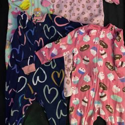 Little Girl Fuzzy Zip Up Pjs (12 Mo)