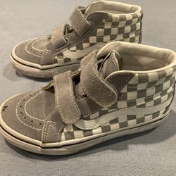 Boys Vans Shoes Grey Checkered, Size 13