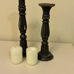 Wooden Pillar Candle Holders