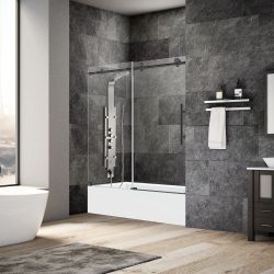 56-60 W X 62 H Sliding Bathtub Door Matte Black
