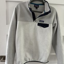 Frosty White, Grey, And Navy Patagonia Fleece 