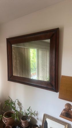 Leather artist-made mirror
