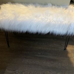 Fuzzy Glam Bench With Hairpin Legs