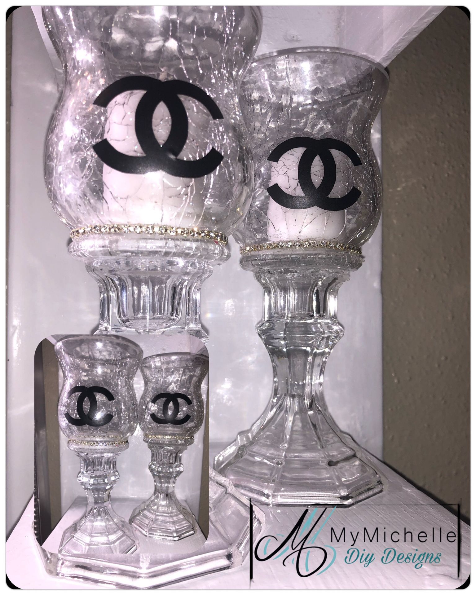 Set of 2 Crystal pedestal vases