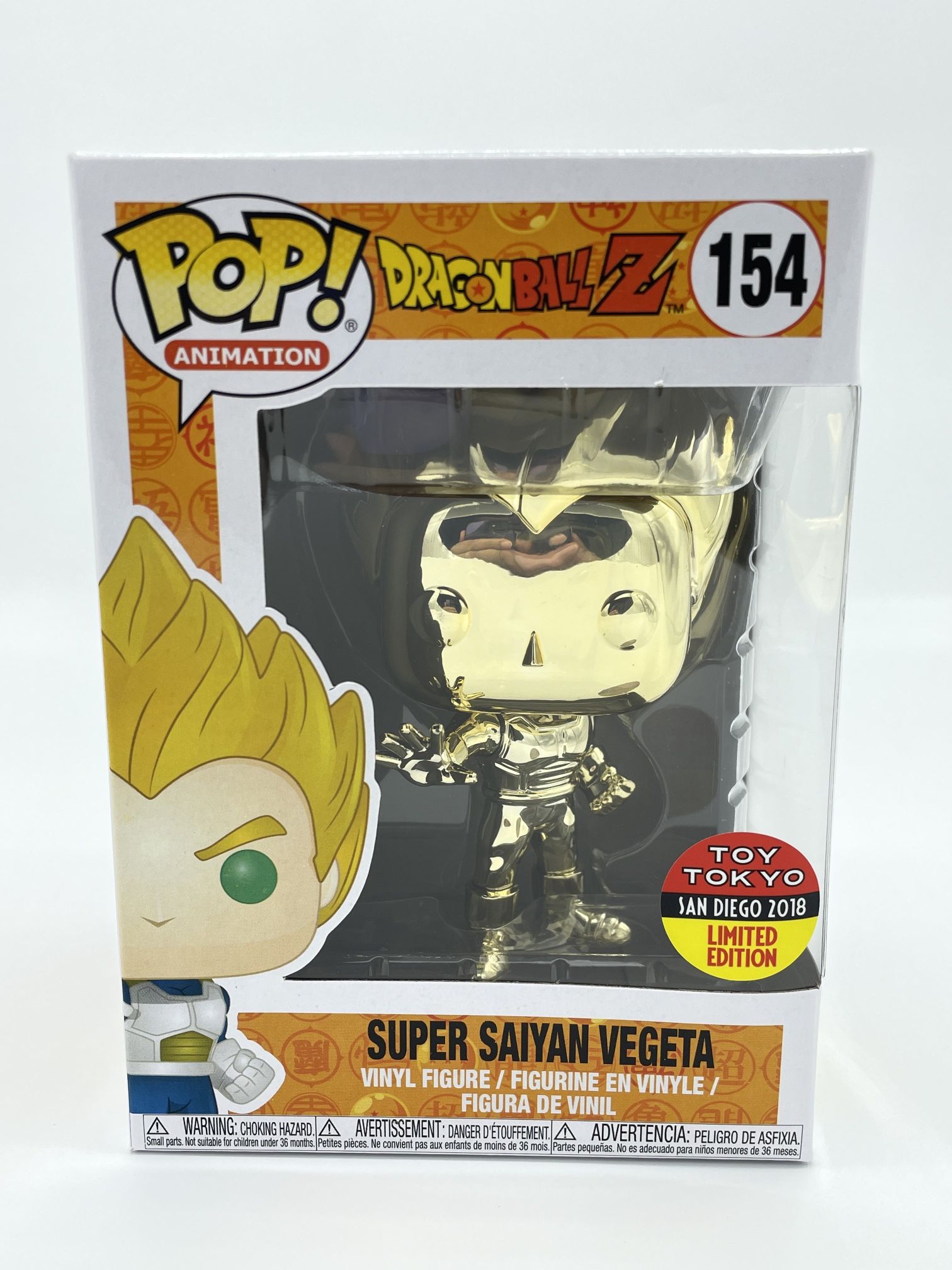 Funko Pop! Dragonball Z Super Saiyan Vegeta Gold Chrome Toy Tokyo SDCC #154