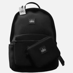 Original Alo Yoga Stow Backpack Black Neoprene with Detachable Pouch Women Men