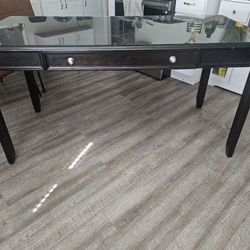 Desk With Glass Top And Drawer, Heavy
