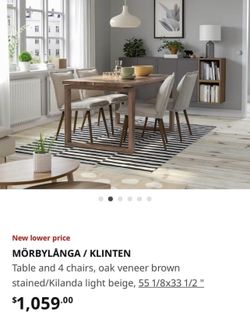 IKEA Dinning Table With 4 Chairs NEW