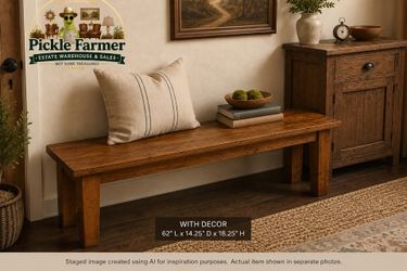 Vintage Custom Rustic Hardwood Bench | Solid Wood | 62”
