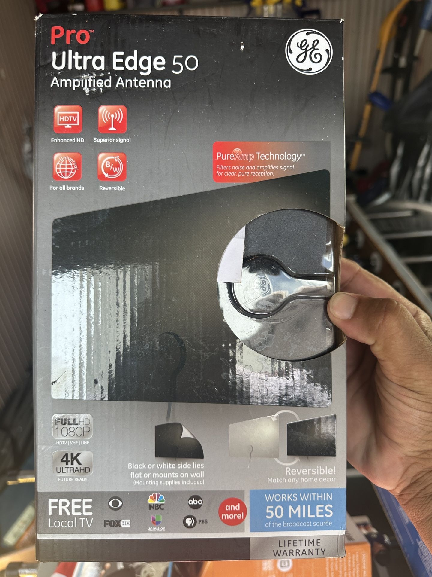GE Flat Directional Indoor HD UHF VHF TV Antenna