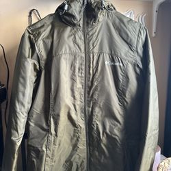 Unisex XS Columbia Olive Brown Wind Breaker Fleeced Zip Up Hoodie 