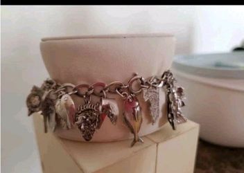 Sterling Silver Bracelet With 21 Charms