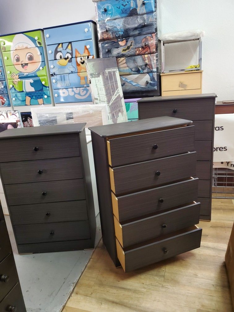 New Assembled Grey 5 Drawer Dresser Chest Available In Other Colors