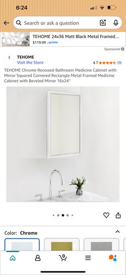 Tehome Chrome Rectangle Cabinet with Mirror 