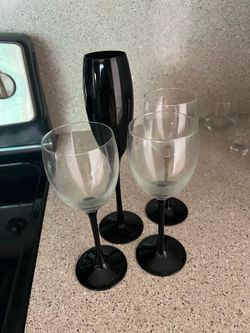Black Stem Glasses - Set of 4