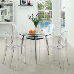 4 Clear Modway Casper Modern Acrylic Stacking Dining Side Chairs *will sell separately*  IKEA Dining Table