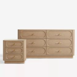 Anthropologie Evers Linen Bedroom Set – Dresser + 2 Nightstands