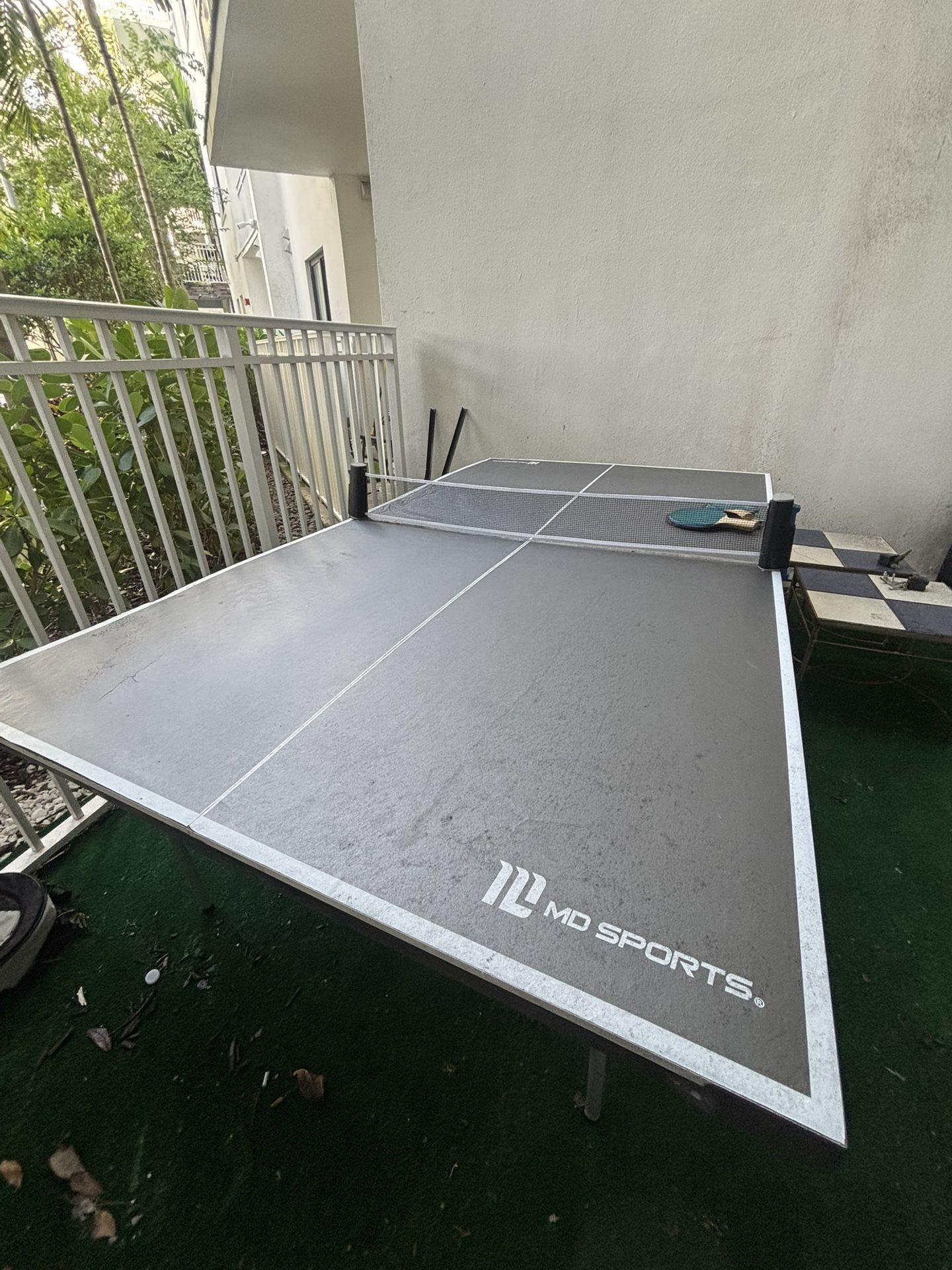 MD Sports Official Size Indoor Table Tennis Pong Table, 4 Piece Foldable Design with Net, Paddles