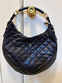 Burberry Black Quilted Leather Hobo Bag