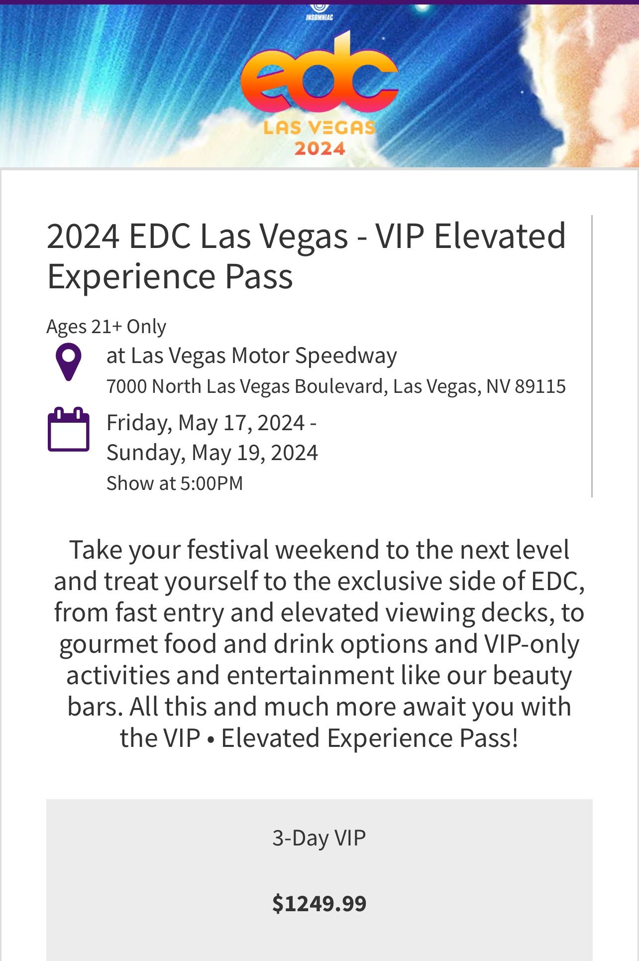 VIP EDC TICKET