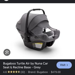 Bugaboo Turtle Air By Nuna Car Seat & Recline Base -GREY